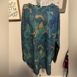 Leopard Print Teal and Gold Women's Top